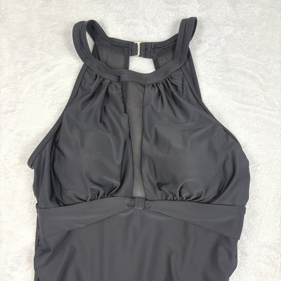 Black Mesh One Piece Swimsuit Bathing suit Minimalist Resort Luxe Sophisticated - Picture 6 of 12